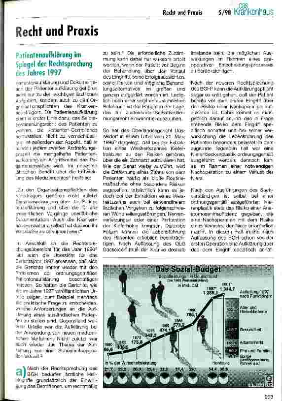Vorschauseite 1: Patientenaufklärung im Spiegel der Rechtsprechung des Jahres 1997