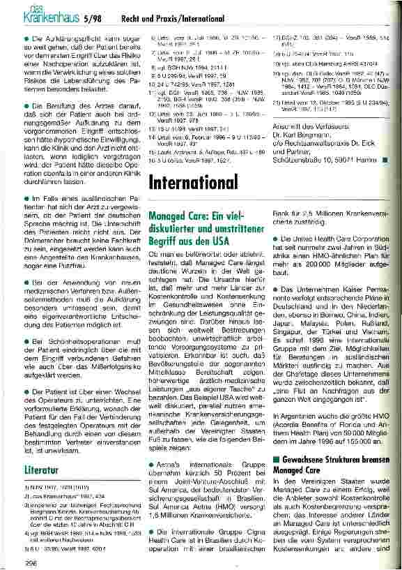 Vorschauseite 4: Patientenaufklärung im Spiegel der Rechtsprechung des Jahres 1997