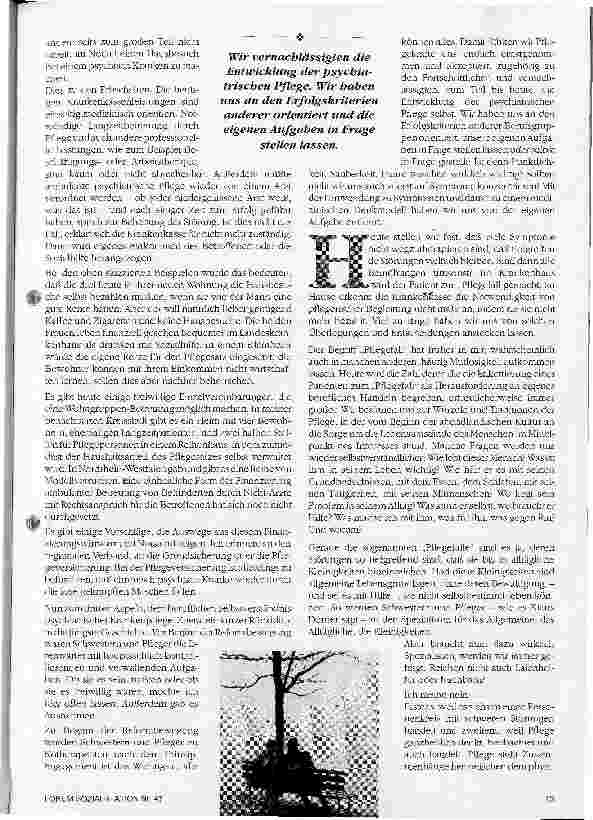 Vorschauseite 3: Rückwärts aus der Sackgasse Ambulante psychiatrische Pflege