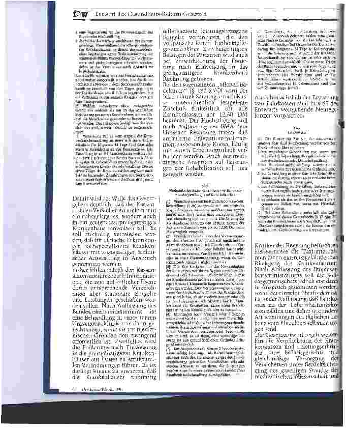 Vorschauseite 2: Entwurf des Gesundheits-Reform-Gesetzes Referentenentwurf vom 20. Januar 1988