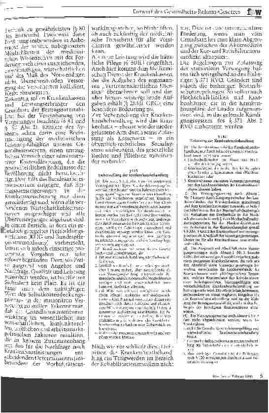 Vorschauseite 3: Entwurf des Gesundheits-Reform-Gesetzes Referentenentwurf vom 20. Januar 1988