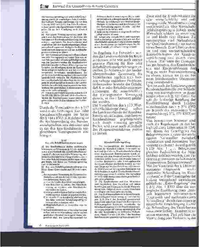 Vorschauseite 4: Entwurf des Gesundheits-Reform-Gesetzes Referentenentwurf vom 20. Januar 1988