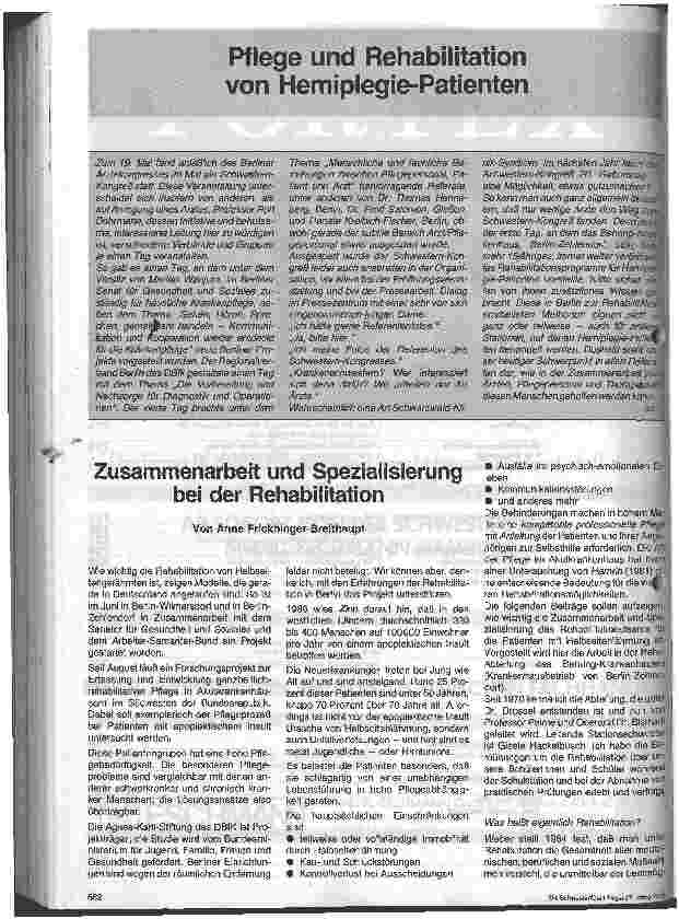 Vorschauseite 1: Zusammenarbeit und Spezialisierung bei der Rehabilitation