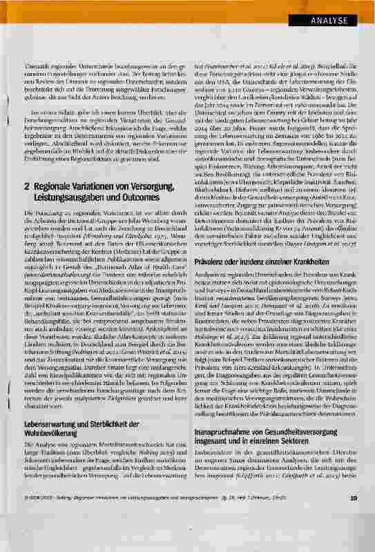 Vorschauseite 2: Regionale Variationen von Leistungsausgaben und -Inanspruchnahme