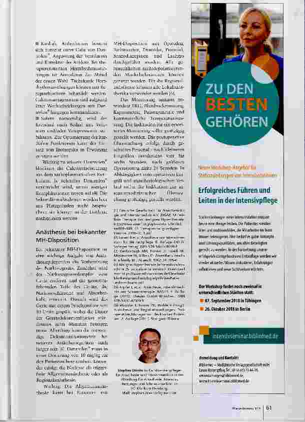 Vorschauseite 4: Maligne Hyperthermie: Jederzeit mögliche Narkosekomplikation