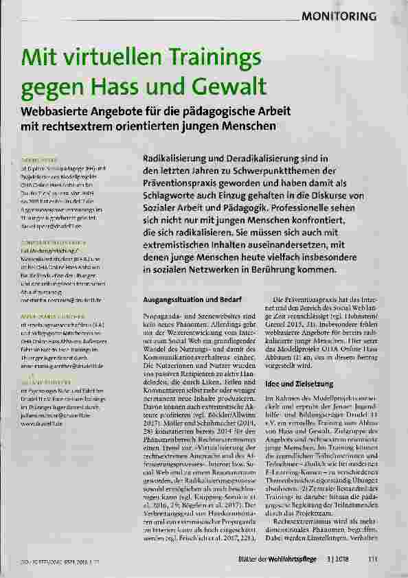Vorschauseite 1: Mit virtuellen Trainings gegen Hass und Gewalt