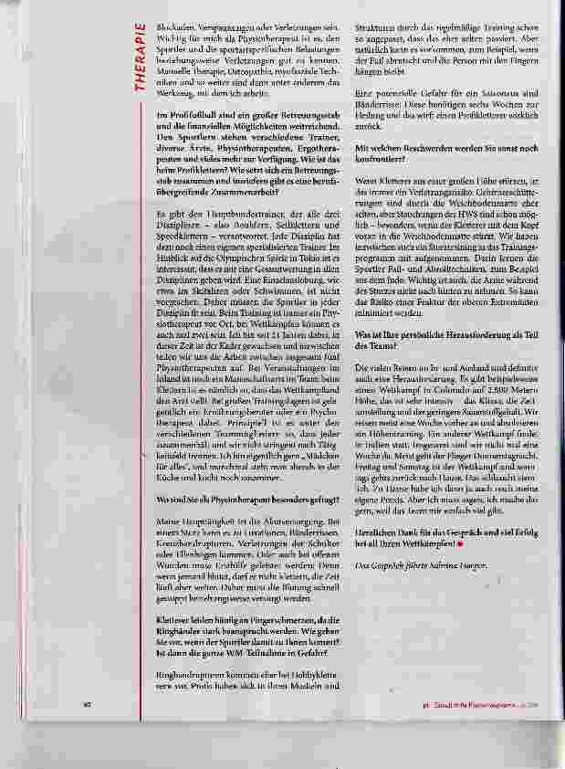 Vorschauseite 2: Hoch hinaus Physiotherapie im Klettersport