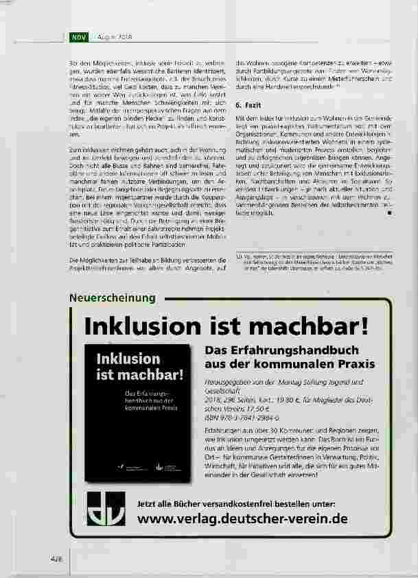 Vorschauseite 6: Inklusionsorientiertes Wohnen im Soziairaum verwirklichen: der Index für Inklusion zum Wohnen in der Gemeinde