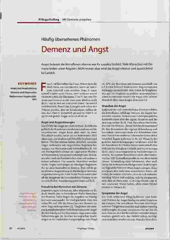 Vorschauseite 1: Demenz und Angst
