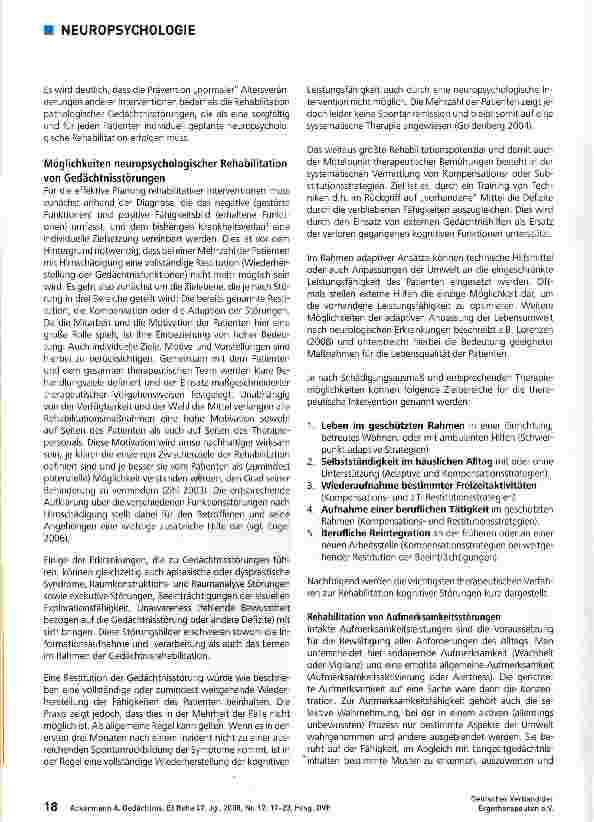 Vorschauseite 2: Gedächtnis Teil 5: Prävention und Rehabilitation von Gedächtnisleistungen