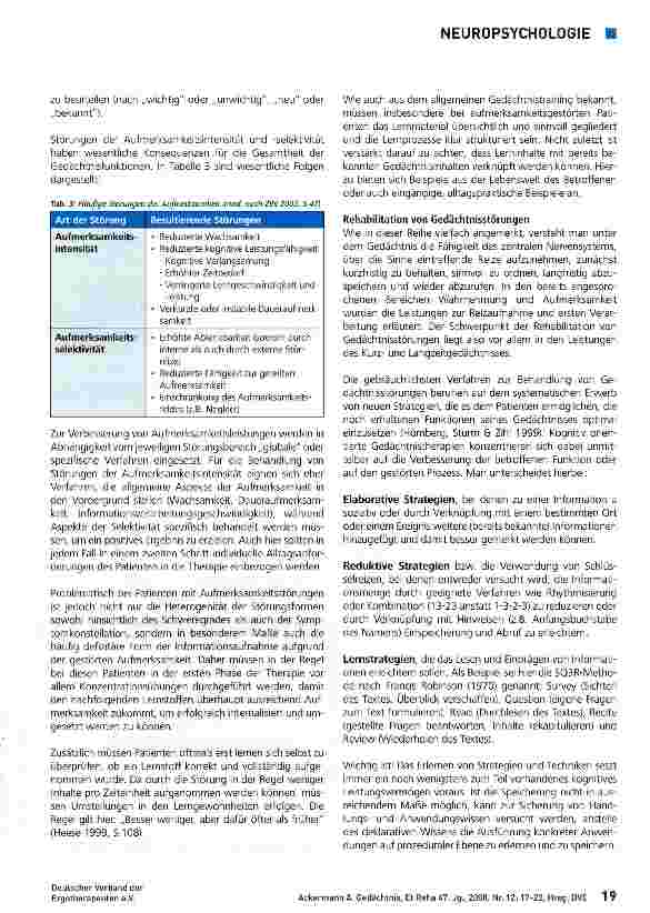 Vorschauseite 3: Gedächtnis Teil 5: Prävention und Rehabilitation von Gedächtnisleistungen