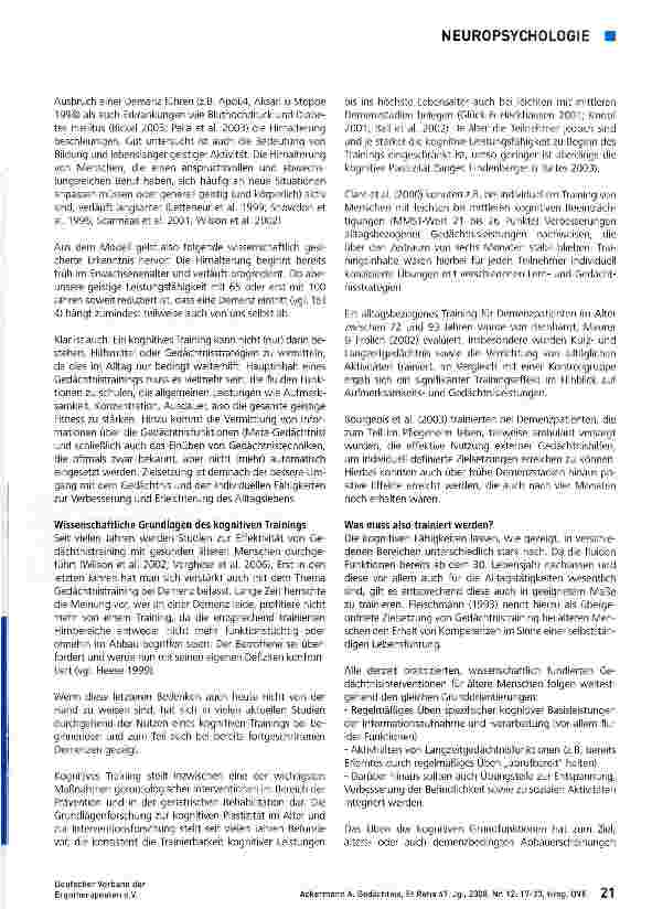 Vorschauseite 5: Gedächtnis Teil 5: Prävention und Rehabilitation von Gedächtnisleistungen