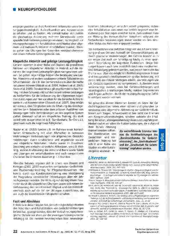 Vorschauseite 6: Gedächtnis Teil 5: Prävention und Rehabilitation von Gedächtnisleistungen