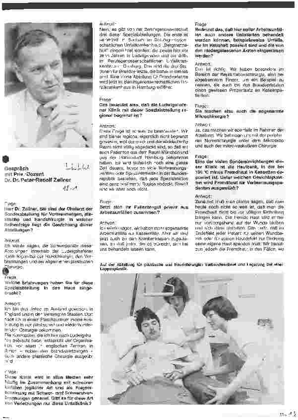 Vorschauseite 1: Die Berufsgenossenschaftliche Unfallklinik Ludwigshafen mit Spezialabteilung für schwere Verbrennungen Gespräch mit Dr. Dr. Zellner