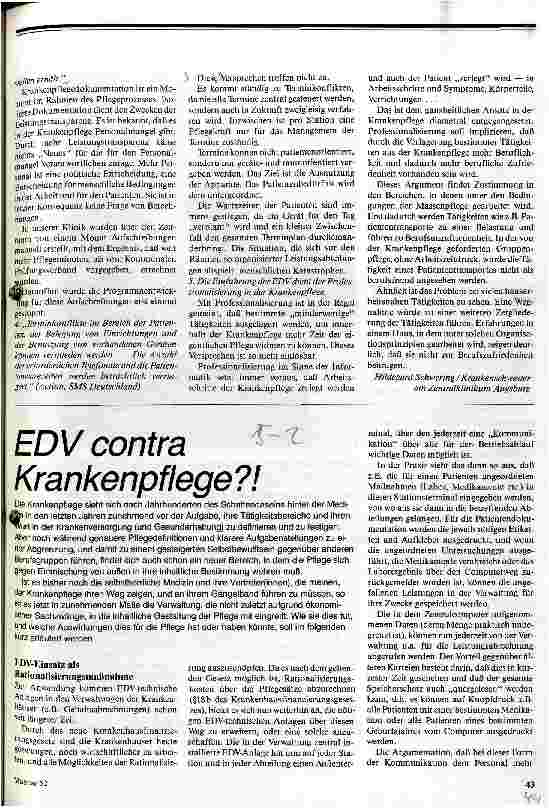 Vorschauseite 2: EDV in der Krankenpflege Chance oder Irrweg?
