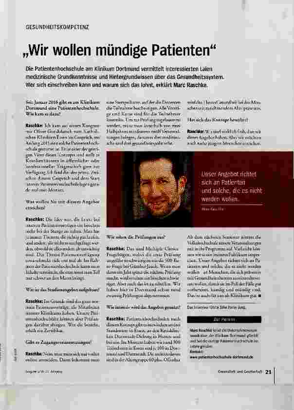 Vorschauseite 1: Wir wollen mündige Patienten
