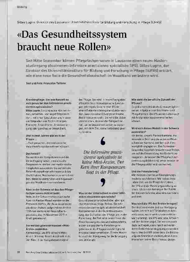 Vorschauseite 1: Das Gesundheitssystem braucht neue Rollen