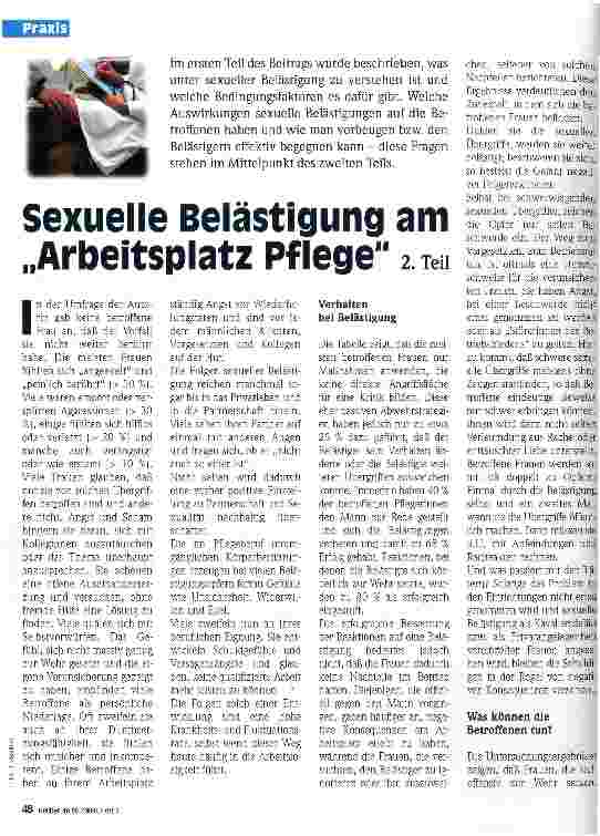 Vorschauseite 1: Sexuelle Belästigung am Arbeitsplatz Pflege 2. Teil