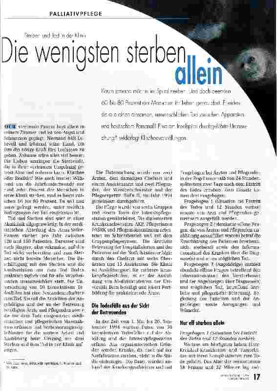 Vorschauseite 1: Die wenigsten sterben allein Sterben und Tod in der Klinik