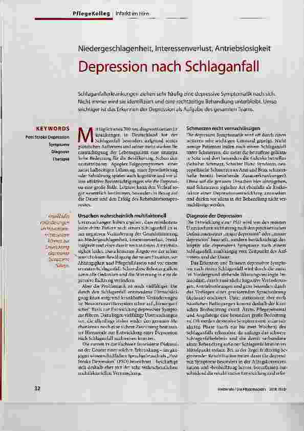 Vorschauseite 1: Depression nach Schlaganfall