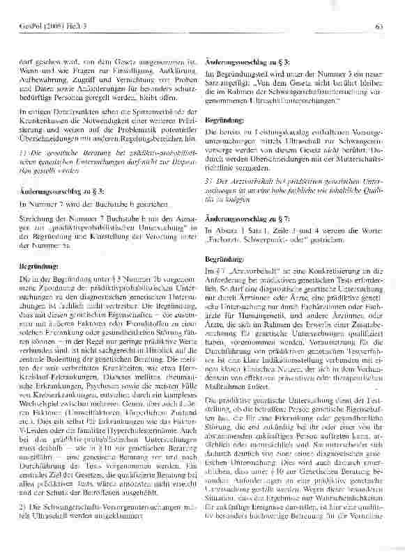 Vorschauseite 2: Entwurf eines Gesetzes über genetische Untersuchungen beim Menschen (Gendiagnostikgesetz - GenDG)