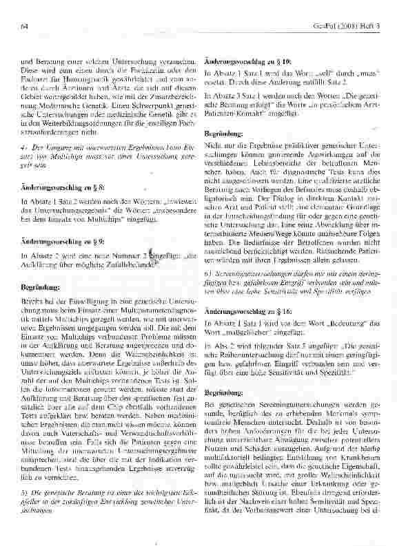 Vorschauseite 3: Entwurf eines Gesetzes über genetische Untersuchungen beim Menschen (Gendiagnostikgesetz - GenDG)