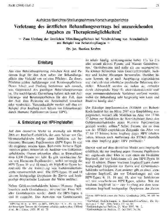 Vorschauseite 1: Verletzung des ärztlichen Behandlungsvertrags bei unzureichenden Angaben zu Therapiemöglichkeiten?