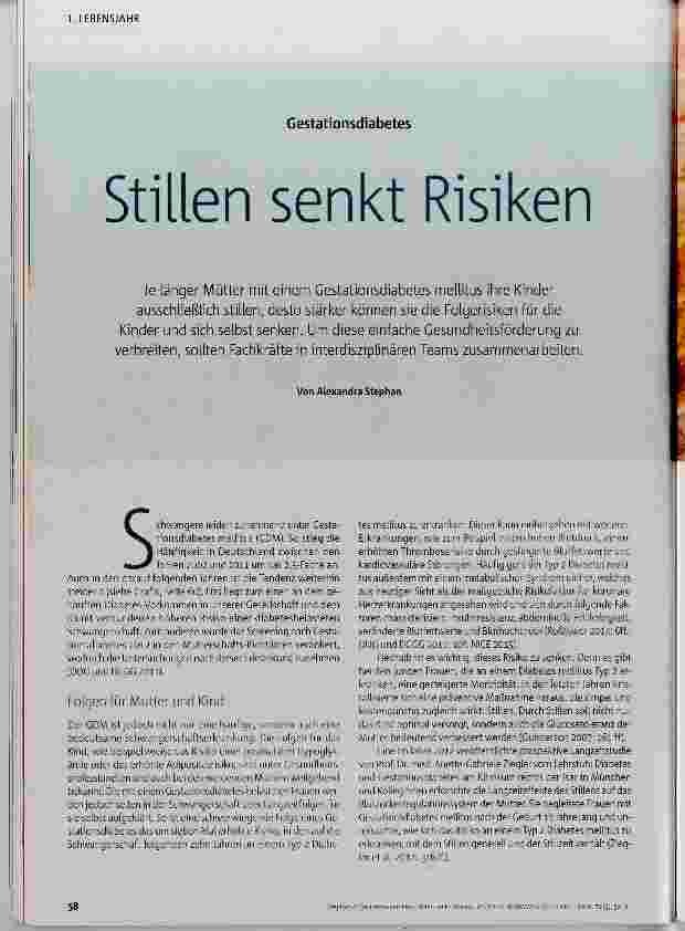 Vorschauseite 1: Stillen senkt Risiken
