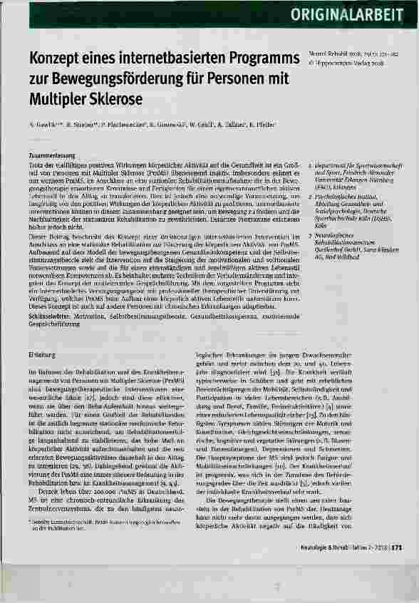 Vorschauseite 1: Konzept eines internetbasierten Programms zur Bewegungsförderung für Personen mit Multipler Sklerose