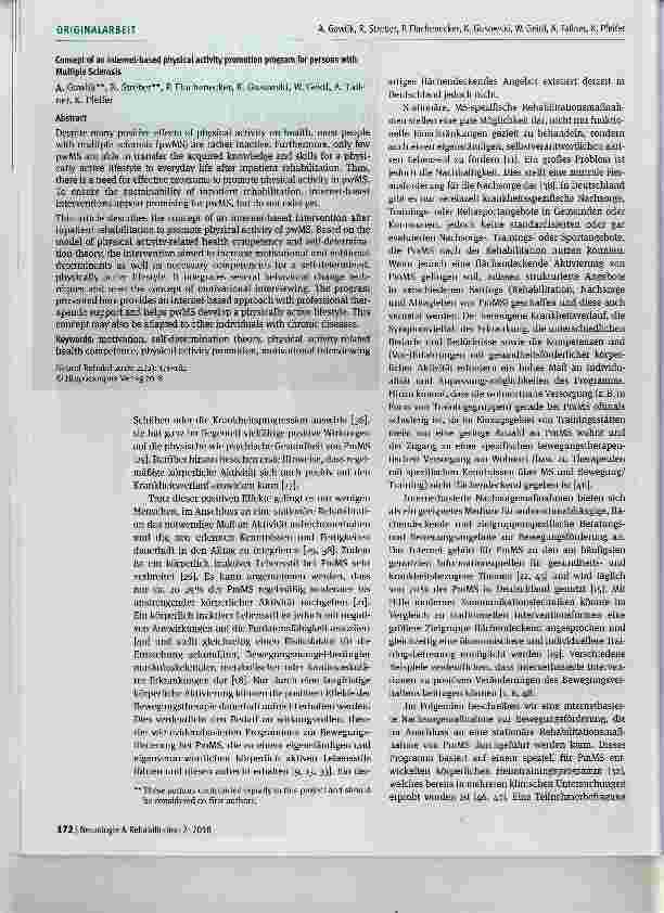 Vorschauseite 2: Konzept eines internetbasierten Programms zur Bewegungsförderung für Personen mit Multipler Sklerose