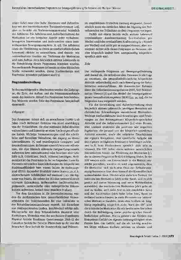 Vorschauseite 3: Konzept eines internetbasierten Programms zur Bewegungsförderung für Personen mit Multipler Sklerose