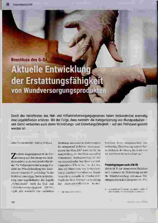 Vorschauseite 1: Aktuelle Entwicklung der Erstattungsfähigkeit