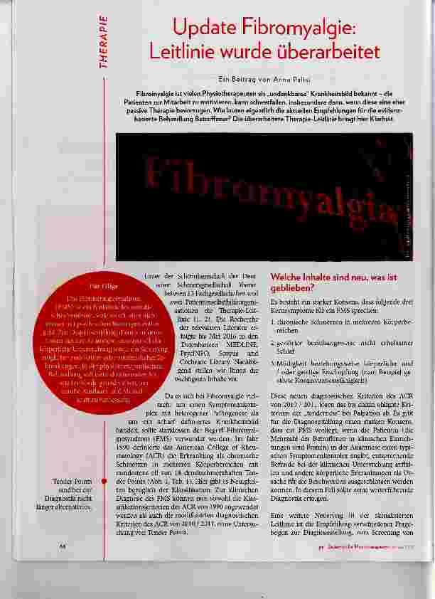 Vorschauseite 1: Update Fibromyalgie: Leitlinie wurde überarbeitet