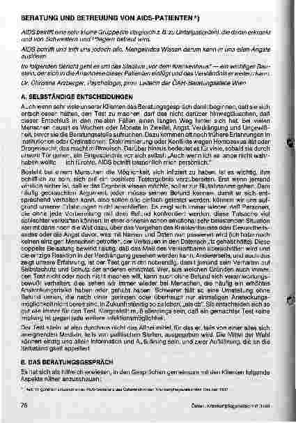 Vorschauseite 1: Beratung und Betreuung von AIDS - Patienten