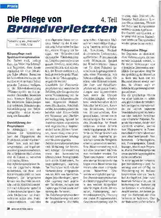 Vorschauseite 1: Die Pflege von Brandverletzten 4. Teil
