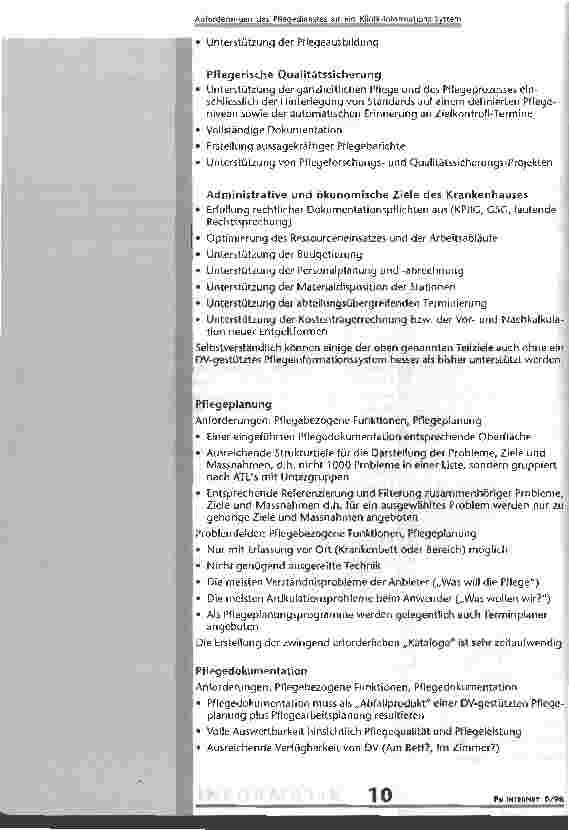 Vorschauseite 2: Anforderungen des Pflegedienstes an ein Klinik-Informations-System