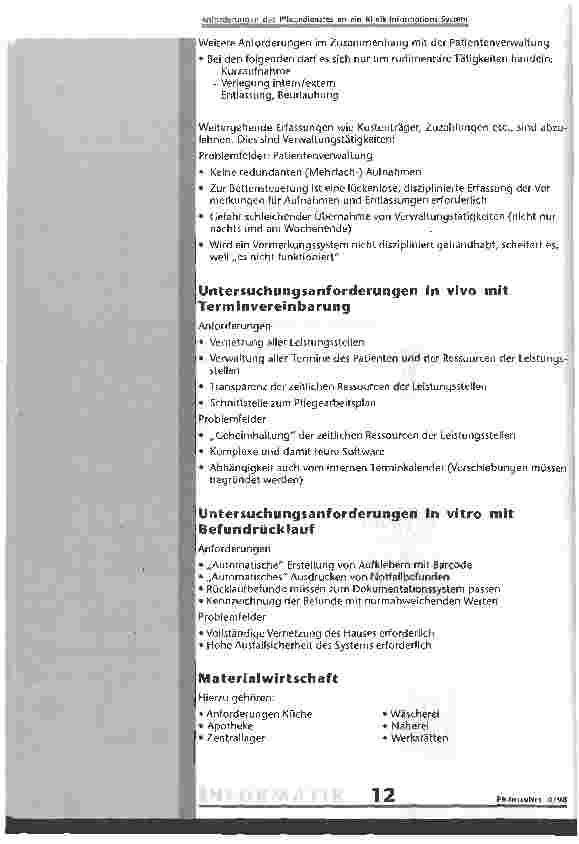Vorschauseite 4: Anforderungen des Pflegedienstes an ein Klinik-Informations-System