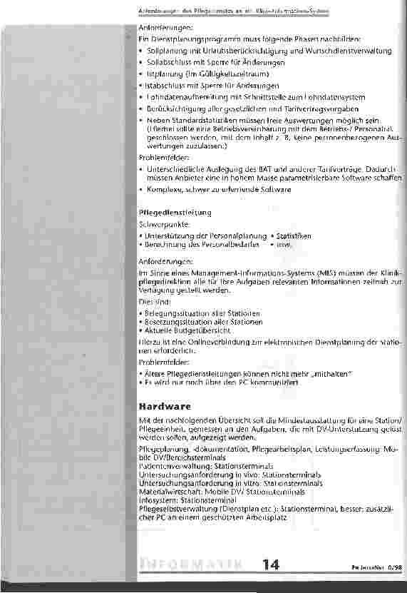 Vorschauseite 6: Anforderungen des Pflegedienstes an ein Klinik-Informations-System