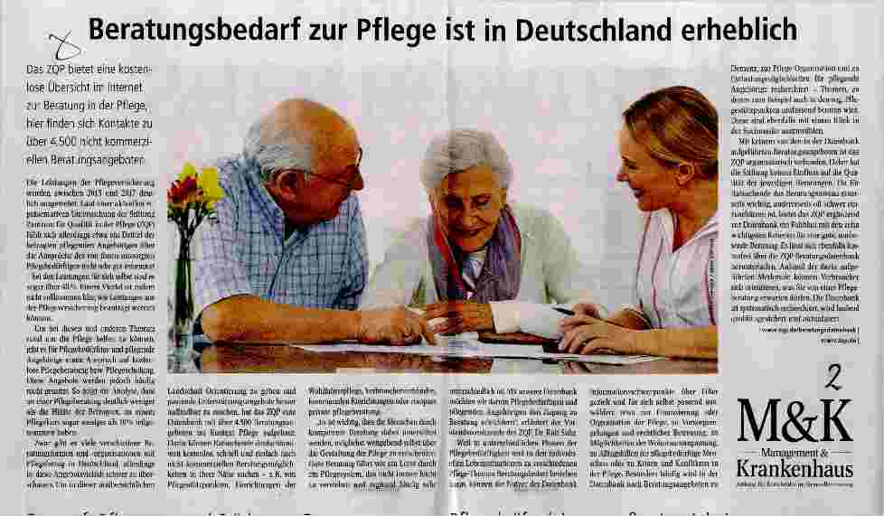 Vorschauseite 1: Beratungsbedarf zur Pflege ist in Deutschland erheblich