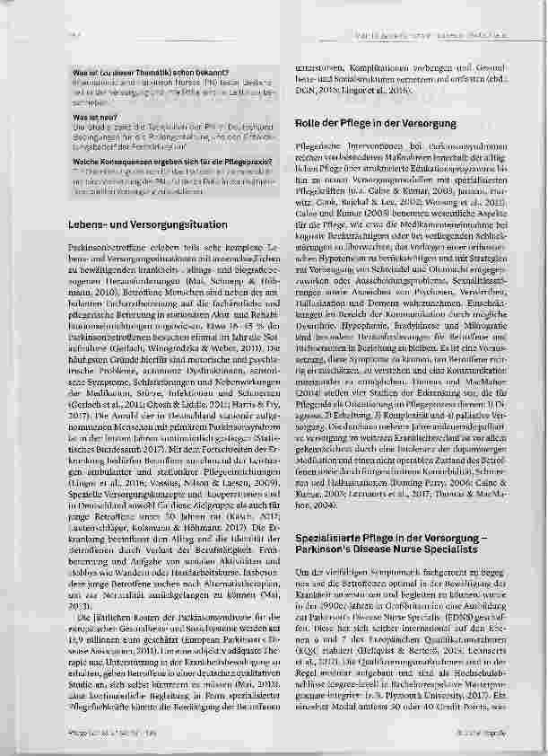 Vorschauseite 2: stand und Entwicklung der Rolle als Parkinson Nurse in Deutschland- Eine Online-Befragung