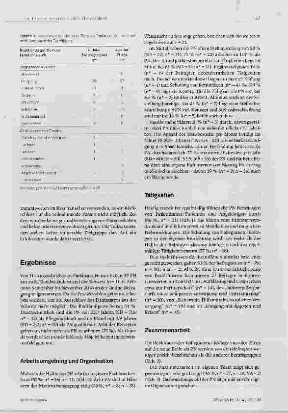 Vorschauseite 5: stand und Entwicklung der Rolle als Parkinson Nurse in Deutschland- Eine Online-Befragung