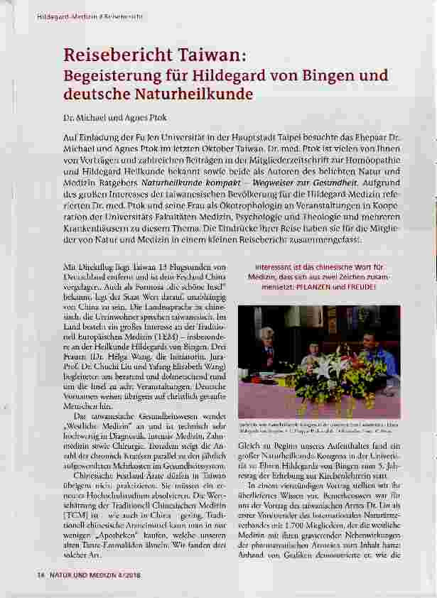 Vorschauseite 1: Reisebericht Taiwan: Begeisterung für Hildegard von Bingen und deutsche Naturheilkunde