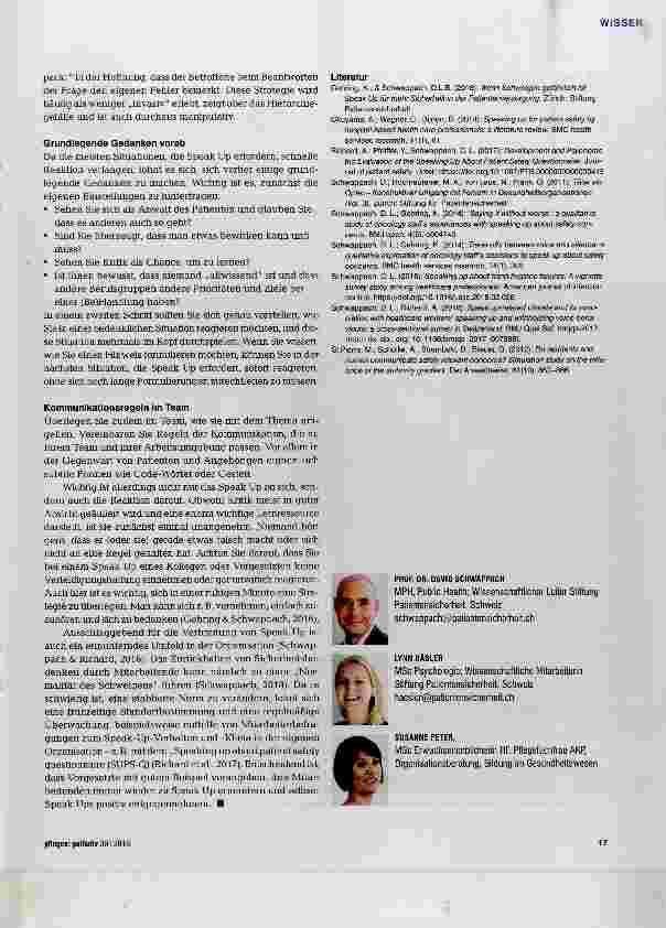Vorschauseite 3: Speak Up verbessert die Patientensicherheit