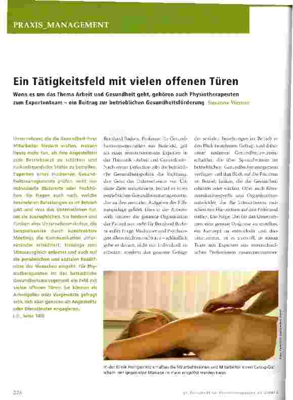 Vorschauseite 1: Ein Tätigkeitsfeld mit vielen offenen Türen