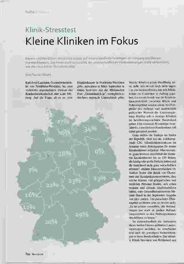 Vorschauseite 1: Kleine Kliniken im Fokus