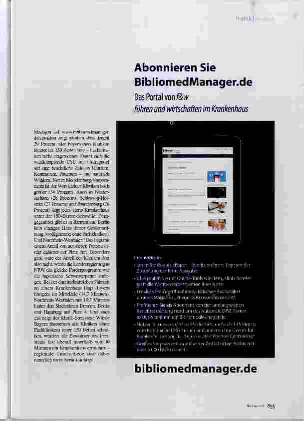 Vorschauseite 2: Kleine Kliniken im Fokus