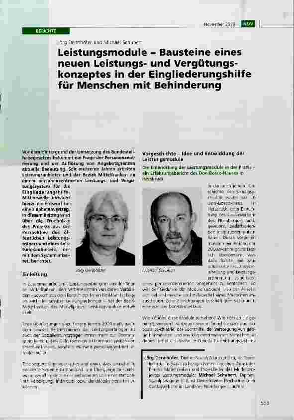 Vorschauseite 1: Leistungsmodule Bausteine eines neuen Leistungsund Vergütungskonzeptes in der Eingliederungshilfe für Menschen mit Behinderung