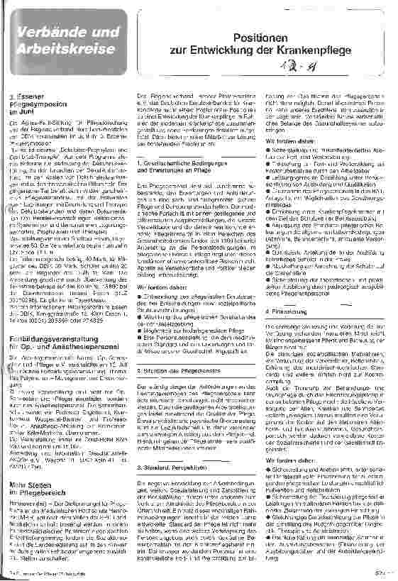 Vorschauseite 1: Positionen zur Entwicklung der Krankenpflege