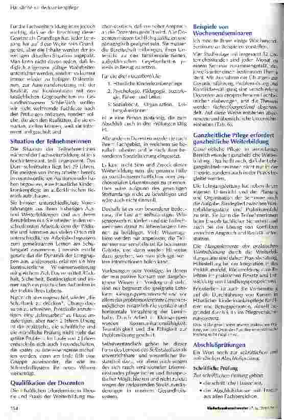 Vorschauseite 4: Vorstellung der Fachweiterbildung Ambulante Kinderkrankenpflege