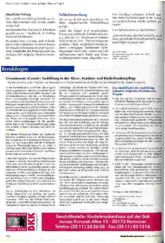 Vorschauseite 6: Vorstellung der Fachweiterbildung Ambulante Kinderkrankenpflege